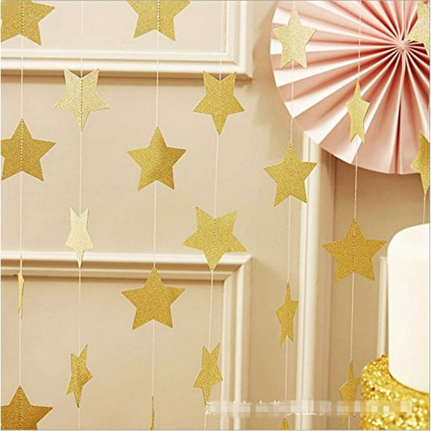 for Fireplace Christmas Tree GorgeousRanch Golden Christmas Party Decoration Banner Flag with Foil Swirl Ceiling Hanging Golden Stars 